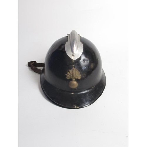 1310 - C20th Adrian pattern steel French helmet with unmarked fire grenade badge