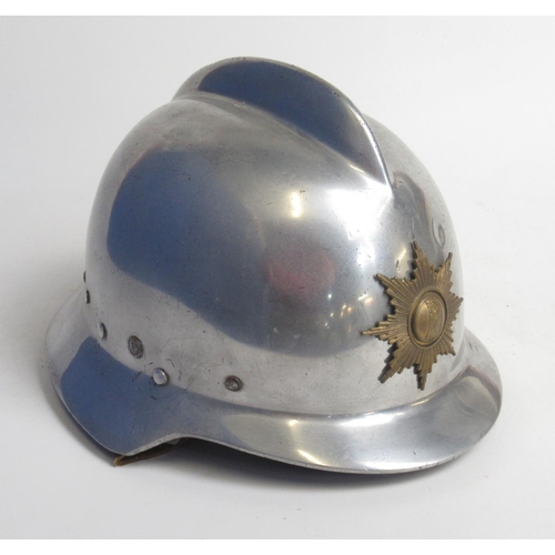 1315 - C1960s Brissmans aluminium fireman helmet with original lining and badge