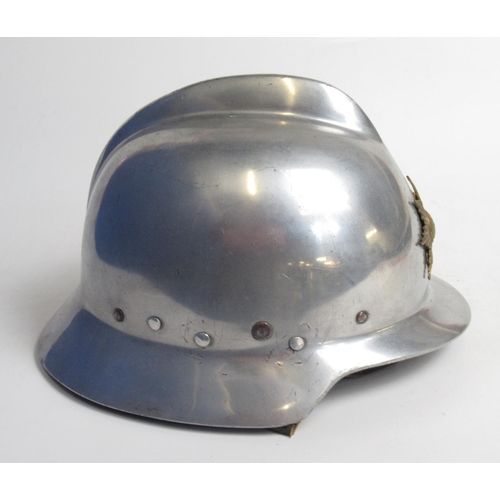 1315 - C1960s Brissmans aluminium fireman helmet with original lining and badge