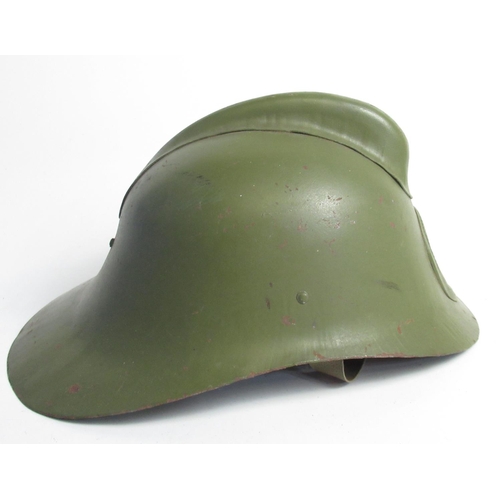 1317 - C1970s Soviet Fire Service steel helmet and a C1980s Romanian Fire Service helmet, both with lining