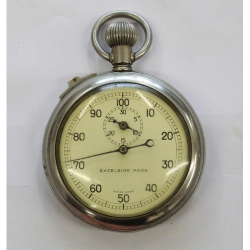 1271 - Excelsior Park Military Stopwatch. Steel case with enamel dial. Stamped PRINGLE 1/5 th MARK II 18588... 