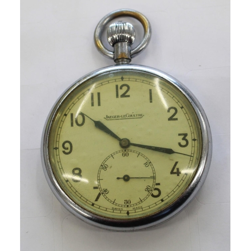 1274 - Jaeger-LeCoultre Pocket watch. Military issue R.A.F. Observers watch. Chrome with enamel dial and su... 