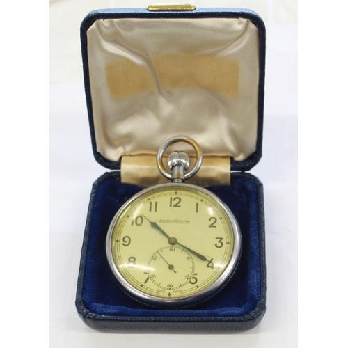 1274 - Jaeger-LeCoultre Pocket watch. Military issue R.A.F. Observers watch. Chrome with enamel dial and su... 