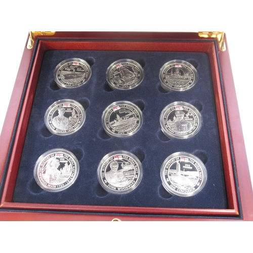 595 - Royal Mint - The History of the Royal Navy Collection, 18 silver proof coin set in fitted box, with ... 