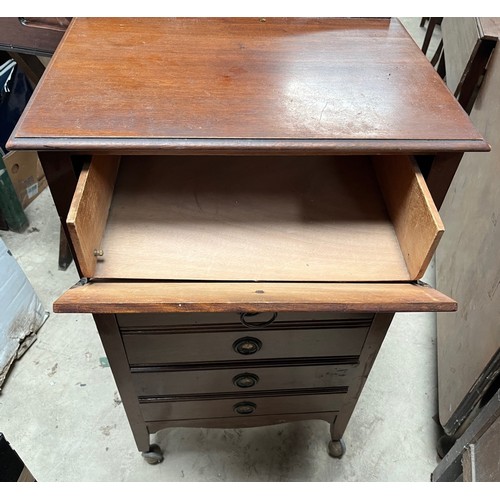 598 - Edwardian mahogany sheet music cabinet with six fall front drawers, W54cm D38cm H97cm