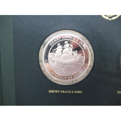 597 - Mountbatten Medallic History of Great Britain and the Sea, silver medal collection, Volumes 1 (full ... 