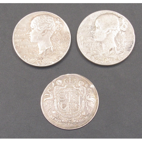 611 - Queen Anne Silver hammered medal 'Semper Eadem' and 2 Queen Victoria 1837-1897 Diamond Jubilee Silve... 