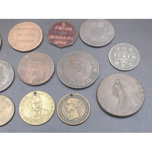 615 - Collection of C18th/C19th and C20th coin tokens to inc. 1799 Montrose Halfpenny, Gateshead Parish Bo... 