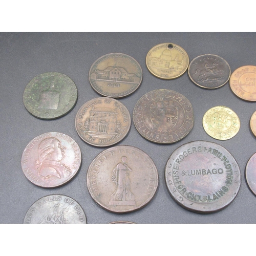 615 - Collection of C18th/C19th and C20th coin tokens to inc. 1799 Montrose Halfpenny, Gateshead Parish Bo... 