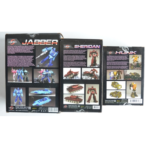 209 - Three Fans Toys Transformers to include FT-39 'Jabber', FT-41 'Sheridan' and FT-42 'Hunk' (box unope... 