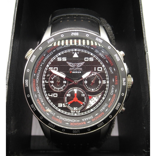 509 - Aviator F-Series Traveller Collection stainless steel chronograph quartz wristwatch with date, signe... 