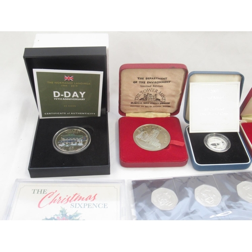 600 - D-Day 75th Anniversary £5 Coin, The Tower Mint Fountains Abbey Medal, Royal Mint 2007 UK Silver Proo... 