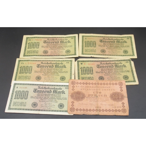 605 - Mixed collection of International bank notes to inc. Russia, Spain, Greece, etc.