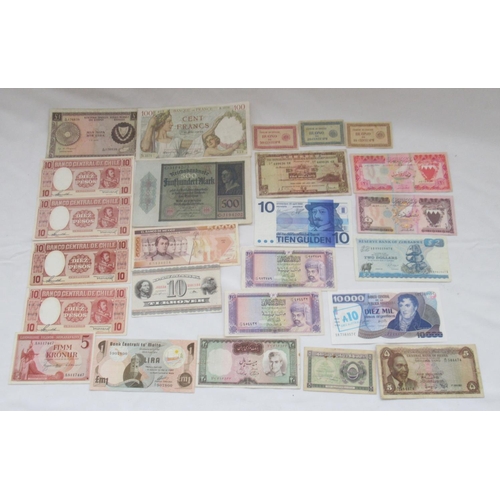 607 - Large collection of International bank notes to inc. Chile, Kenya, Zimbabwe, Greece, etc. (258)