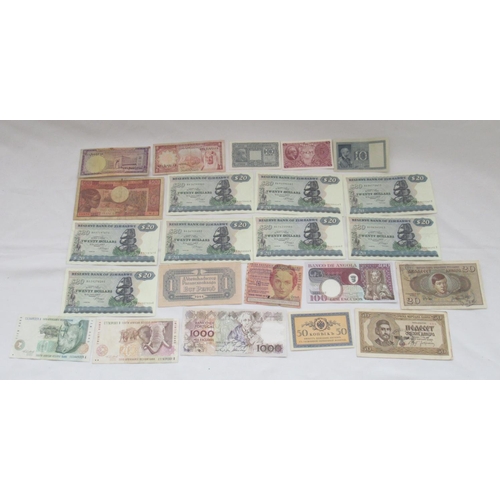 607 - Large collection of International bank notes to inc. Chile, Kenya, Zimbabwe, Greece, etc. (258)