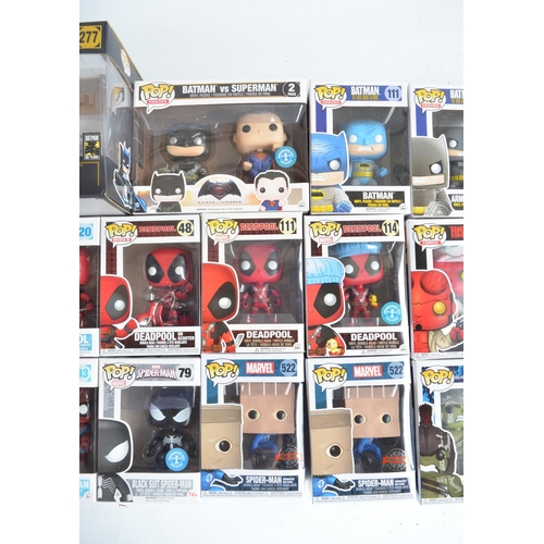 247 - Twenty five DC and Marvel themed Funko Pops models to include large set 277 1950 Batmobile with Batm... 