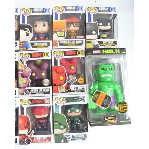 247 - Twenty five DC and Marvel themed Funko Pops models to include large set 277 1950 Batmobile with Batm... 