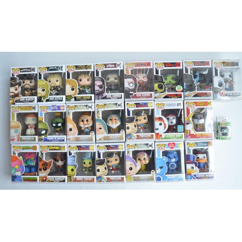 251 - Twenty three Funko Pop vinyl figure models and one Pocket Pop keychain to include Pop Rocks Kurt Cob... 