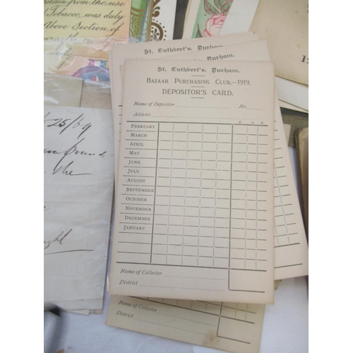 687 - Mixed collection of Ephemera to inc. receipts, notes, empty autograph books collection of carded pho... 