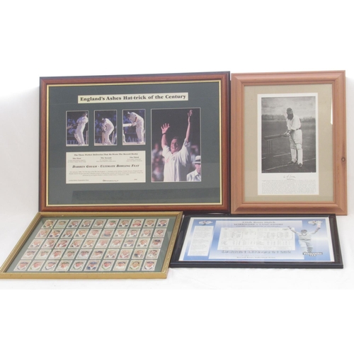 833 - Assorted collection of framed Cricket prints/pictures to inc. a framed montage of 50 cricket cigaret... 