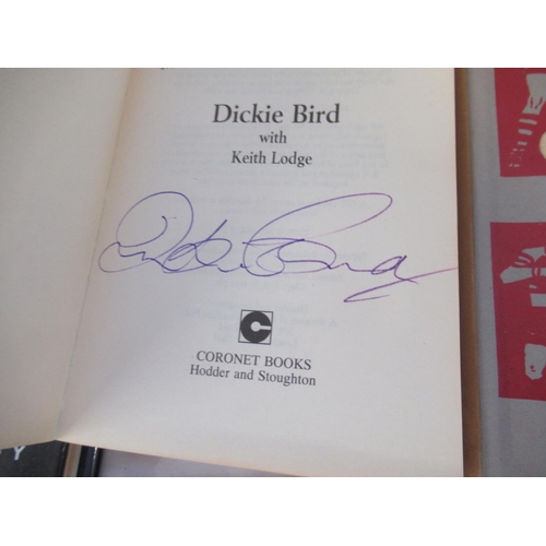 834 - Collection of Cricket related books (some being signed by Dickie Bird) to inc. 25 Wisdens covering v... 