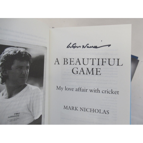 834 - Collection of Cricket related books (some being signed by Dickie Bird) to inc. 25 Wisdens covering v... 