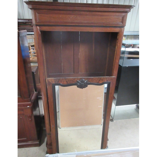 723 - 20th century French walnut armoire, with angular cornice and shaped mirror panel door above a drawer... 