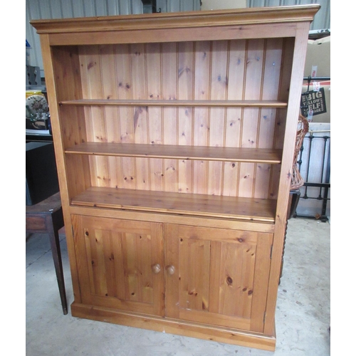 730 - Durham Pine Tuscan half-door cabinet, with two shelves, W127cm D36cm H170cm