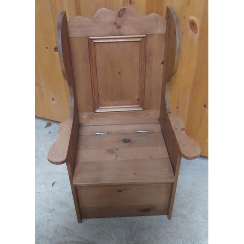 733 - Childs pine box seat chair, W41cm D34cm H64cm