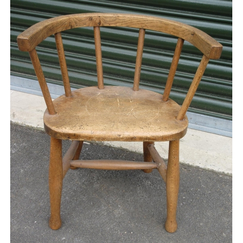 744 - 20th century Childs stick back chair on turned supports with stretchers