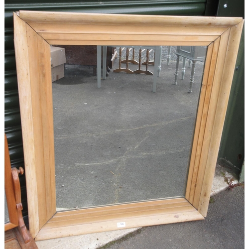 745 - Stripped pine framed rectangular wall mirror, W83cm H96cm, Victorian toilet mirror and a wooden curt... 