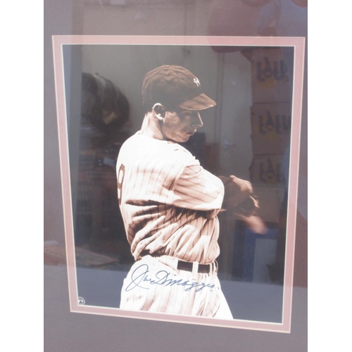 837 - Framed signed Joe DiMaggio photograph with COA from The Score Board Inc.