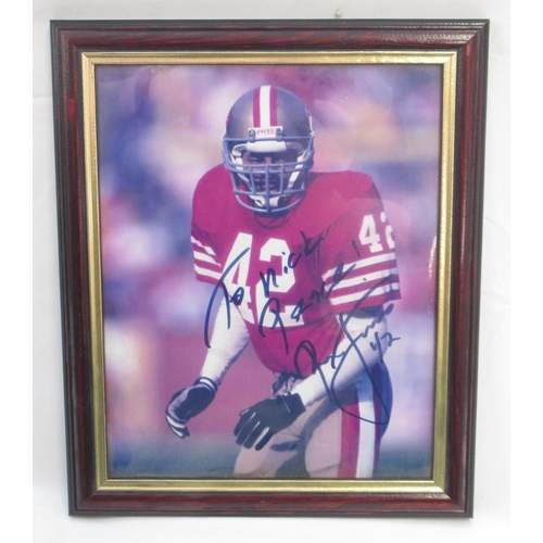 840 - Framed signed photo of American Footballer Ronnie Lott, 'To Nick Peace! (signature) 1/2', 24.5cm x 2... 