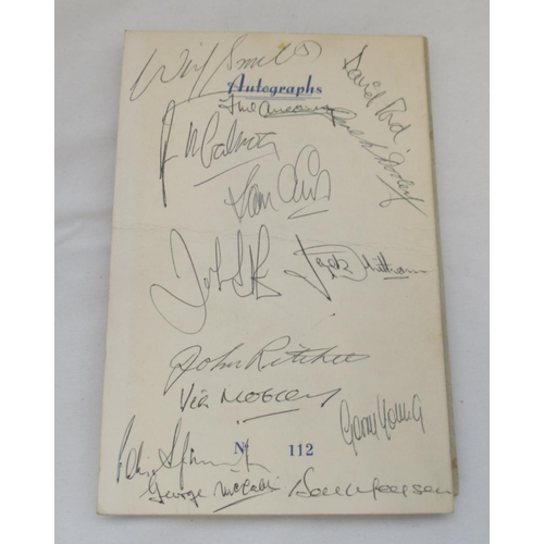 835 - Multi-Signed Sheffield Wednesday FC Supporters Club Dinner and Dance Menu from 1968, Gordon (Daniel ... 