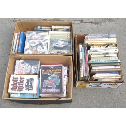 714 - Collection of WWII related hardbacks and paperbacks, focusing primarily on vehicles (3 boxes)