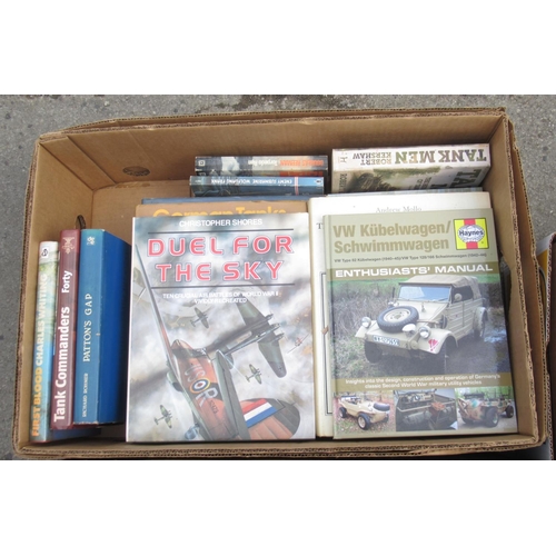 714 - Collection of WWII related hardbacks and paperbacks, focusing primarily on vehicles (3 boxes)