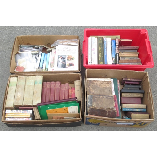 715 - Mixed collection of books to inc. German, cookery, football programmes, leather disbound books, etc.... 