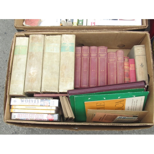 715 - Mixed collection of books to inc. German, cookery, football programmes, leather disbound books, etc.... 