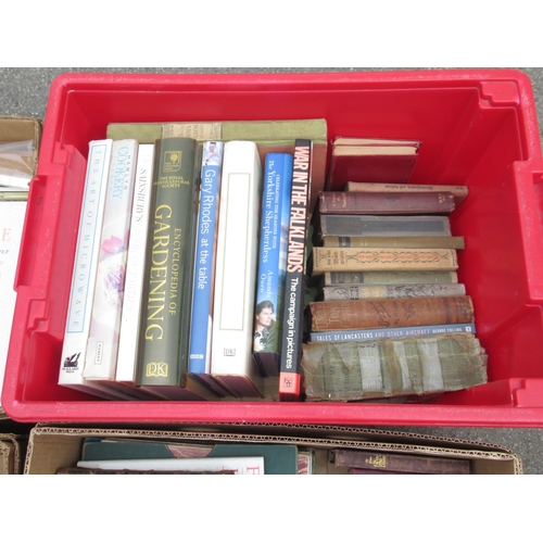 715 - Mixed collection of books to inc. German, cookery, football programmes, leather disbound books, etc.... 