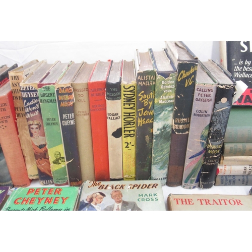 718 - Collection of C20th fiction hardbacks, majority with dust jackets, inc. Peter Cheyney, Mark Cross, E... 