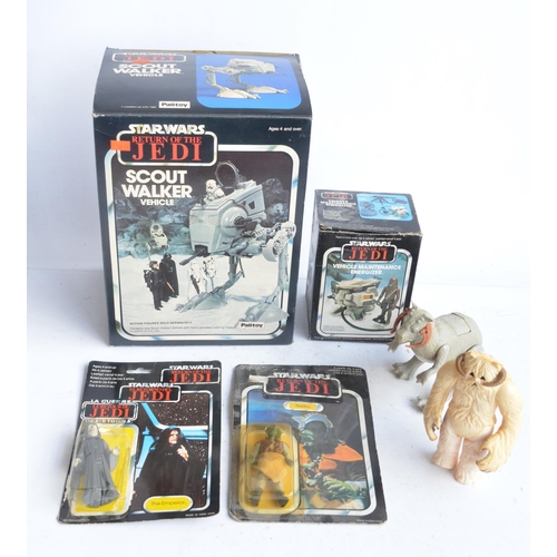 110 - Collection of early 1980's Star Wars models and action figures to include a boxed Palitoy Return Of ... 