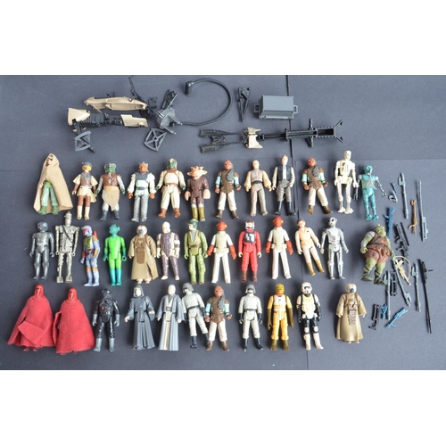 112 - Collection of vintage unboxed Star Wars action figures, weapons, a speeder bike etc (Qty approx 35 p... 