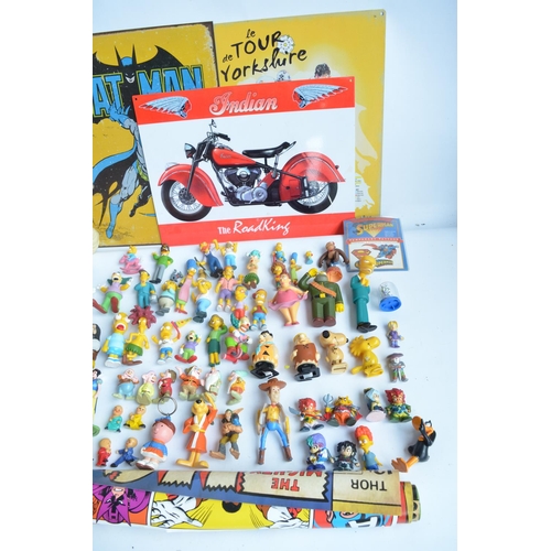 119 - Mixed lot of toy figures including The Simpsons and other cartoon characters, diecast car models (mo... 