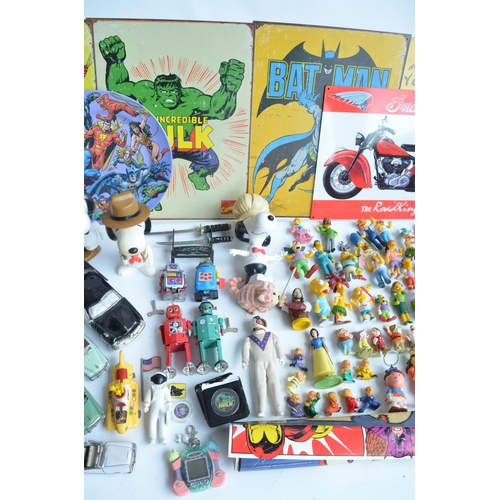 119 - Mixed lot of toy figures including The Simpsons and other cartoon characters, diecast car models (mo... 