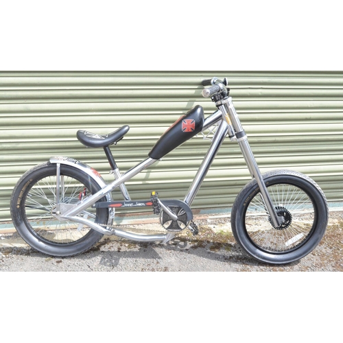 120 - Chopper style Jesse James bicycle from West Coast Choppers with back pedal brakes, welded steel fram... 