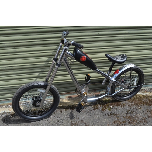 120 - Chopper style Jesse James bicycle from West Coast Choppers with back pedal brakes, welded steel fram... 