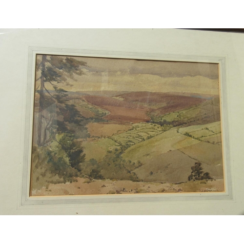 92 - Tunstall Small (British 20th century); Extensive landscape, watercolour, signed, 31cm x 43cm