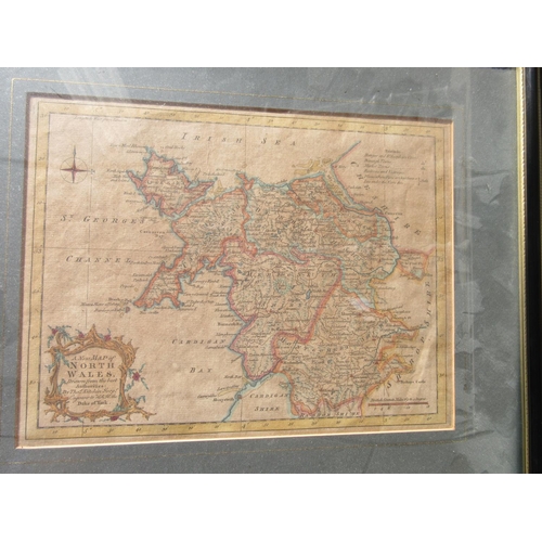 95 - Christopher Saxton, 17th century hand coloured map of Anglesey, and a hand coloured New Map of North... 