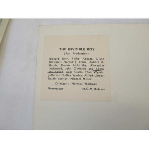 690 - Collection of 8 film stills from 'The Invisible Boy' (1957), with their original envelope from Metro... 