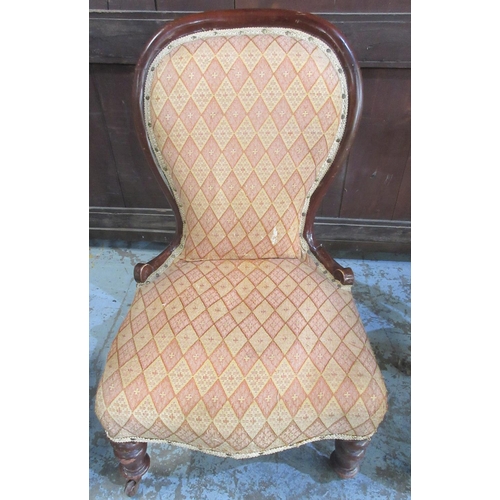 637 - Victorian bobbin back nursing chair, Victorian upholstered nursing chair and an Edwardian oak dining... 